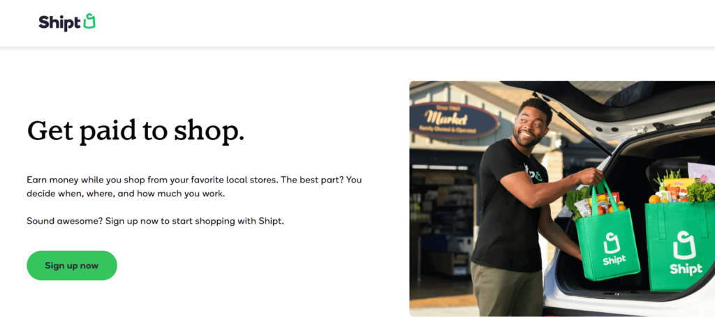 Screenshot of Shipt landing page for drivers